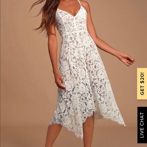 Lulus One Wish White Lace Midi Dress